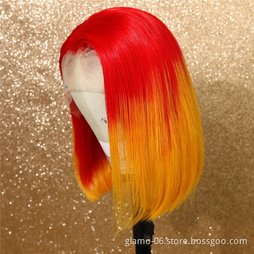 Annione Wholesale Human Hair Wigs Silky Straight Short Bob Short Blonde Wigs Colored Lace Front Bob Human Hair Wigs